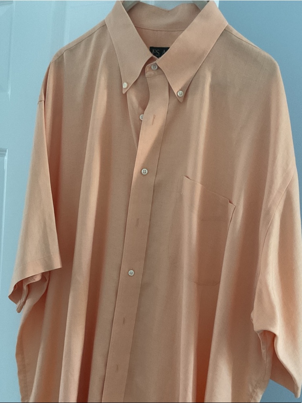 Men's peach SS linen shirt - XXL